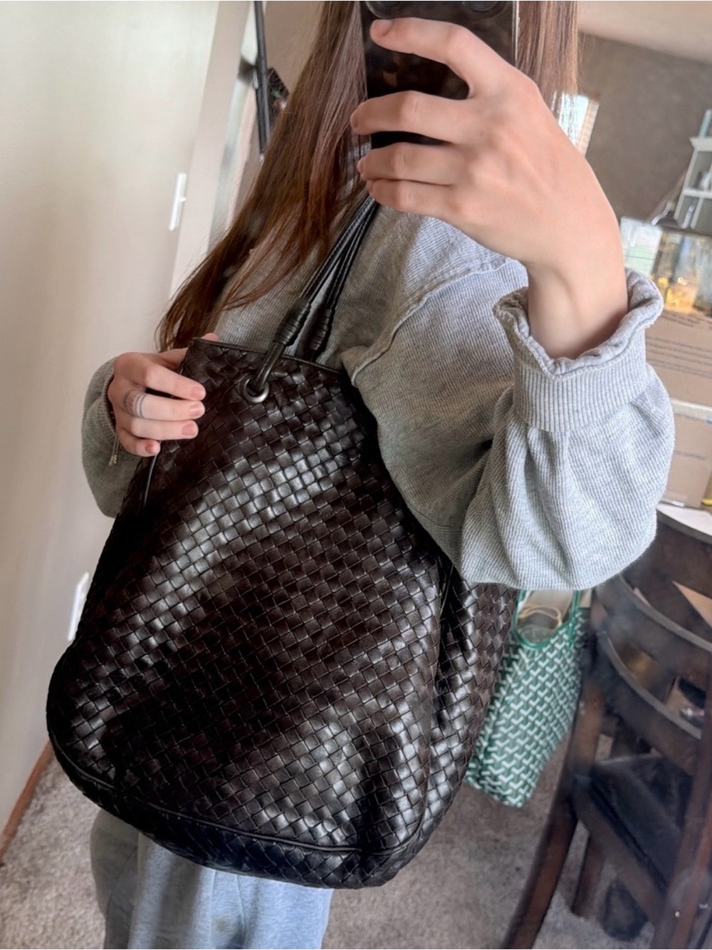 Bottega Veneta Dark Brown Intrecciato Leather Tote